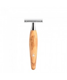 Aparat de ras clasic Safety Razor cu maner din lemn de maslin